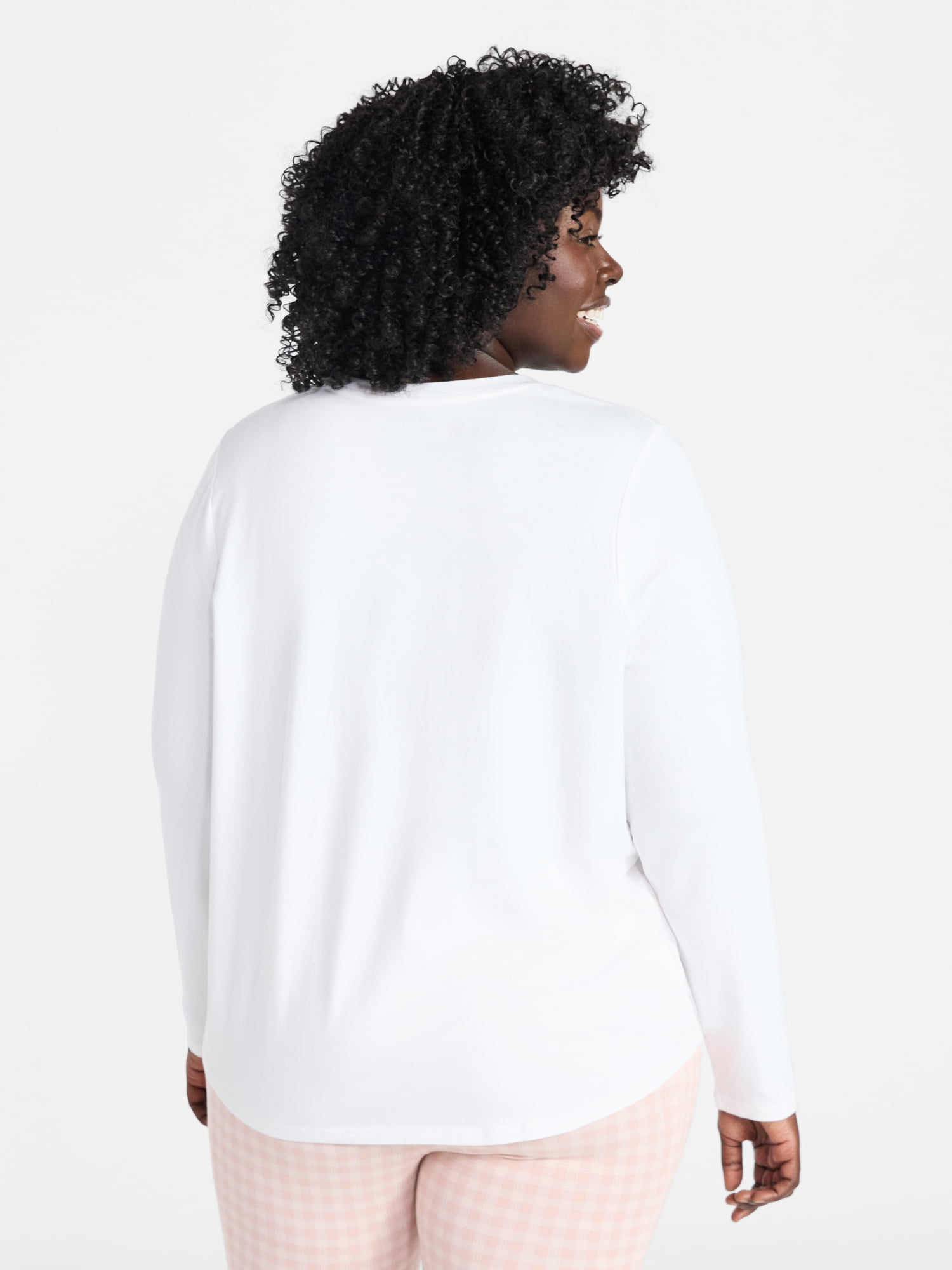Terra & Sky Women's Plus Size Crewneck Tee with Long Sleeves, Sizes 0X-5X