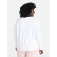 thumbnail image 3 of Terra & Sky Women's Plus Size Crewneck Tee with Long Sleeves, Sizes 0X-5X, 3 of 5