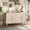 Antique White + Natural Wood Wash + Solid Wood+MDF, variant on Vintage Distressed White Farmhouse Sideboard Buffet Cabinet, 4 Decorative Curved Doors Closed Storage Credenza Cupboard,63'' Large Accent Console Cabinet for Entryway, Living Room, Kitchen, Bedroom