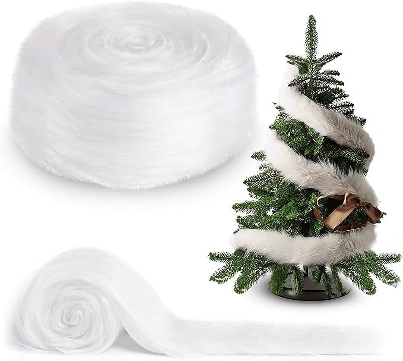 FabricLA Faux Fur Ribbon Trim Fabric - 3" Wide x 72" Long (6 FT) - Soft Christmas Fur Great for Crafting, Sewing, and Decorating - White