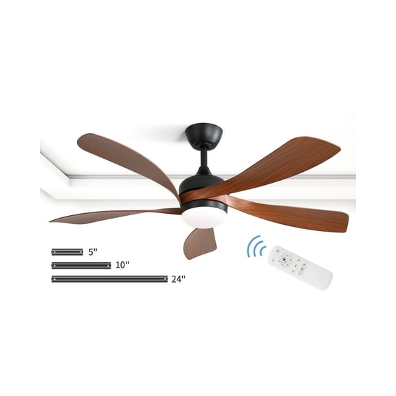 Sofucor 52-Inch Flush Mount Modern Ceiling Fan with 5 Blades, Remote Control, 3-Color LED Light, Quiet Reversible DC Motor