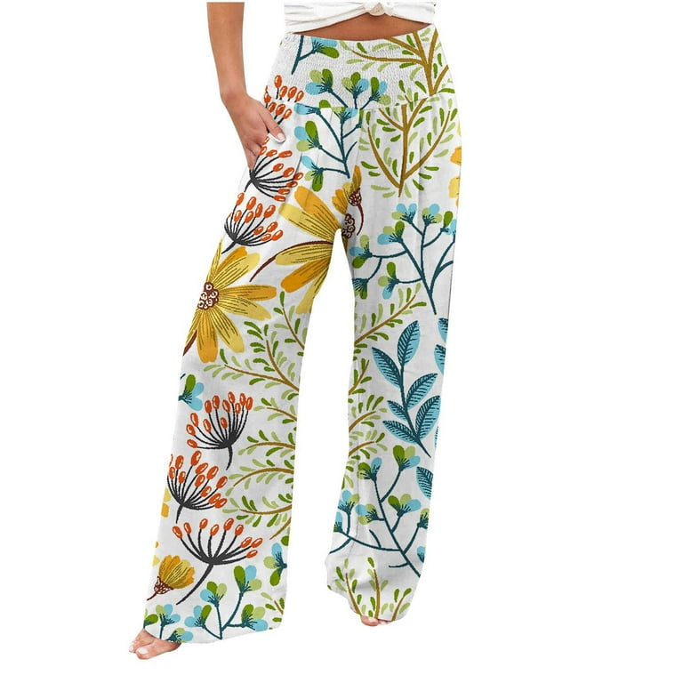 KIHOUT Women's Comfortable Printed High Waist Leisure Pants