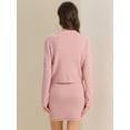 thumbnail image 3 of DARING DIVA Women's 2 Pcs Business Casual Sweater Jacket and Skirt Set XS Pink, 3 of 6