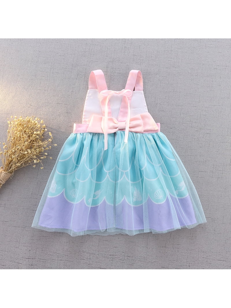 Ataiku 1-4t Mermaid Princess Dress Up Aprons Dress for Toddler Baby Girls, Kids Waterproof Mess Play Clothes Halloween Gift