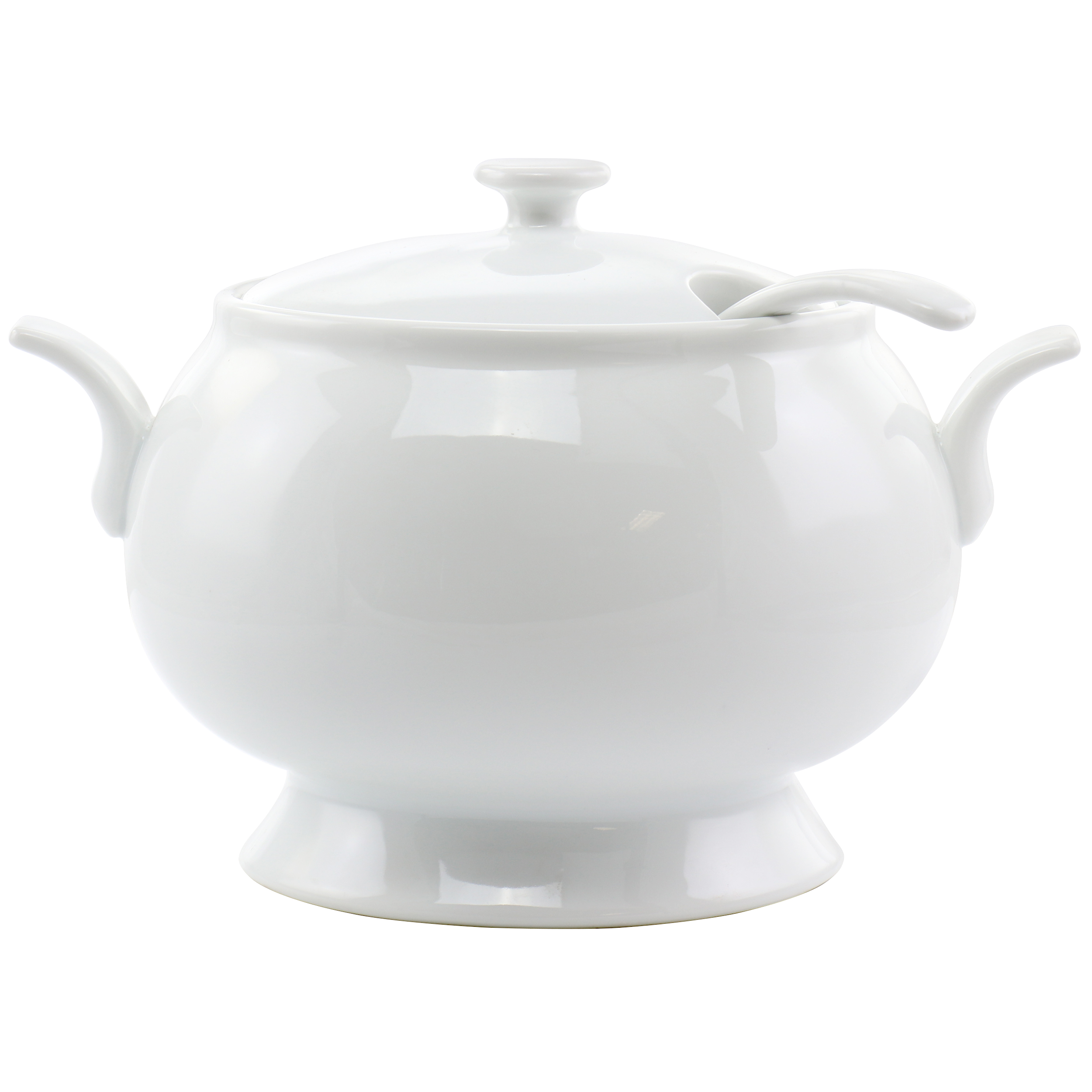 Our Table Simply White 2.5 Quart Porcelain Soup Tureen with Ladle in White