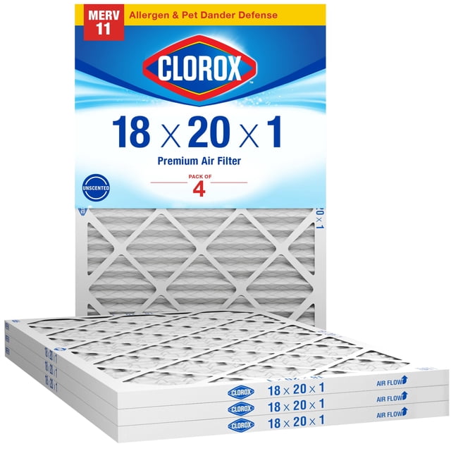 Filtro de aire Clorox 46x51x2 MERV 11 plisado HVAC, paquete de 4