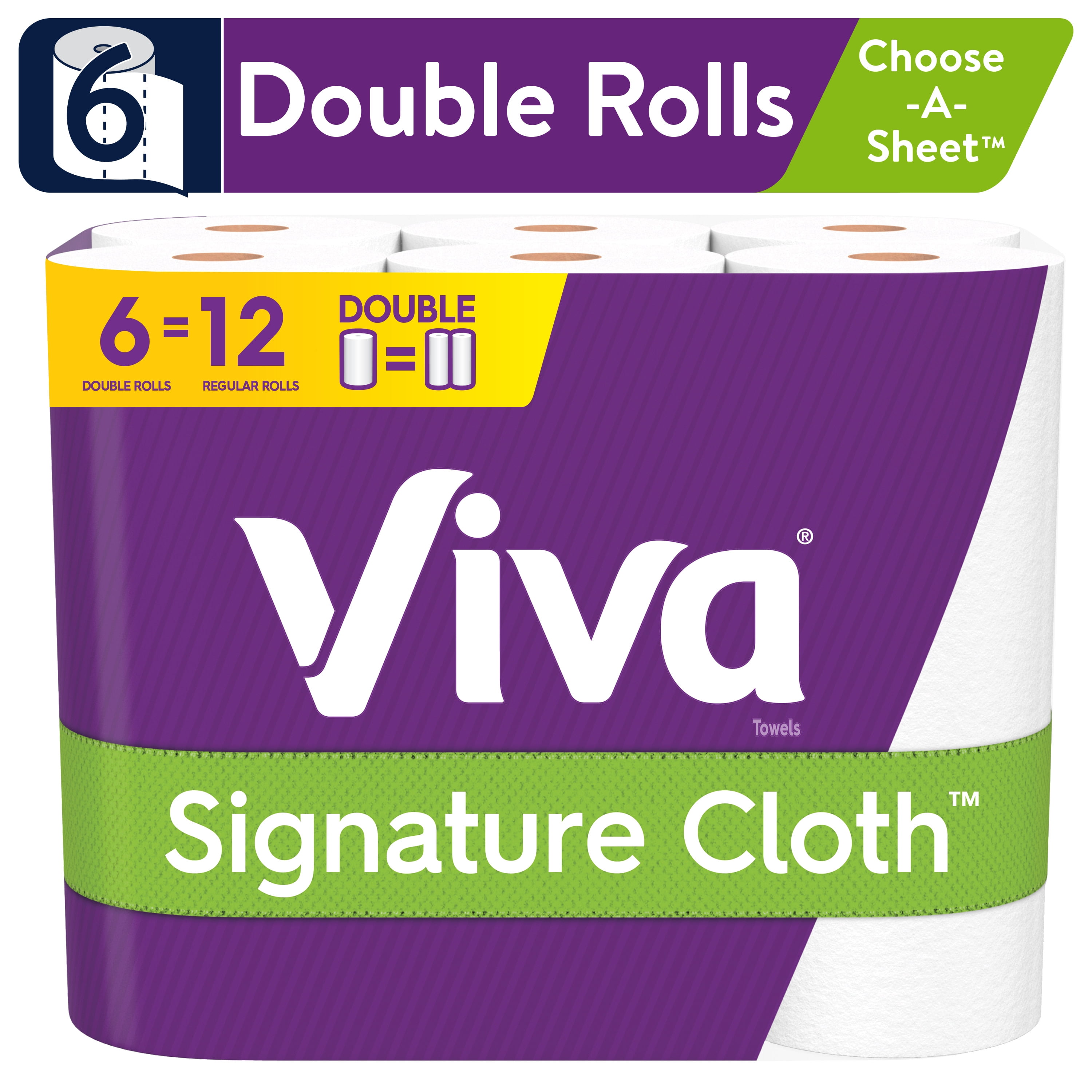 Details about   4-pack-Viva Signature Cloth Paper Towels,Choose-A-Sheet,6 Double Rolls12 Regular 