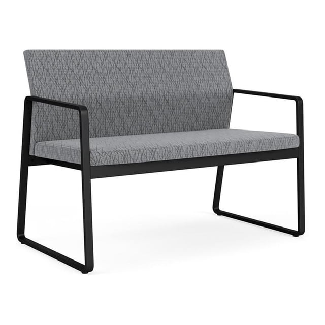 Gansett Reception Waiting Room Healthcare Loveseat / Black Steel / Gray