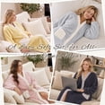 thumbnail image 3 of HEARTNICE Womens Plush Robe, Lightweight Fluffy Bathrobe Button Warm Loungewear,(Black+Dark Grey,2XL-3XL), 3 of 6