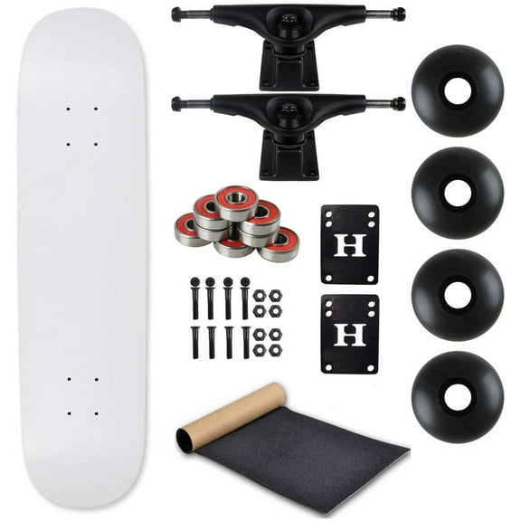 Moose Complete Skateboard Dipped White 7.0" Black Trucks and Black Wheels