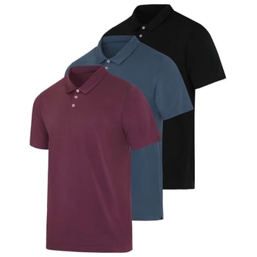 Real Essentials 3 Pack Men's Short-Sleeve Oxford Shirts - Button Down Collar, Cotton Blend, Big & Tall