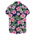 thumbnail image 5 of Mens Hawaiian Shirt Short Sleeve Button Down Cotton Floral Shirts Casual Tropical Beach Summer Shirts Pink L, 5 of 7