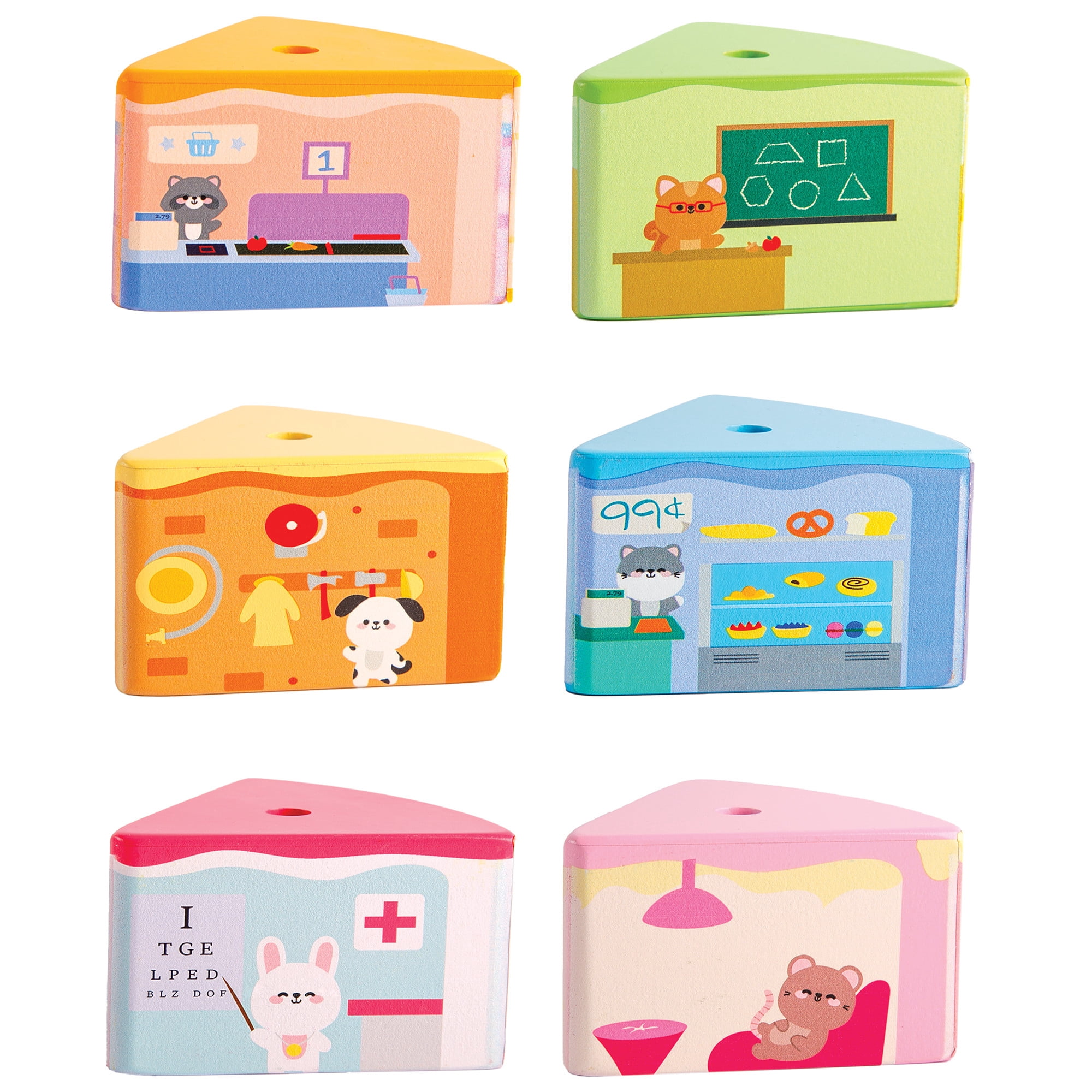 Madera Wood: Cakeville Playset - Activity Scene & Animal Figures, Surprise-Filled Cake Slices, Transformative Characters, Kids-Toddlers Ages 3+