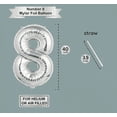 thumbnail image 5 of Silver Number 8 Foil Mylar Balloon 40 Inch – Self Sealing Metallic Balloon for Helium or Air, 8th Birthday, Anniversary Celebration Decor, 5 of 7