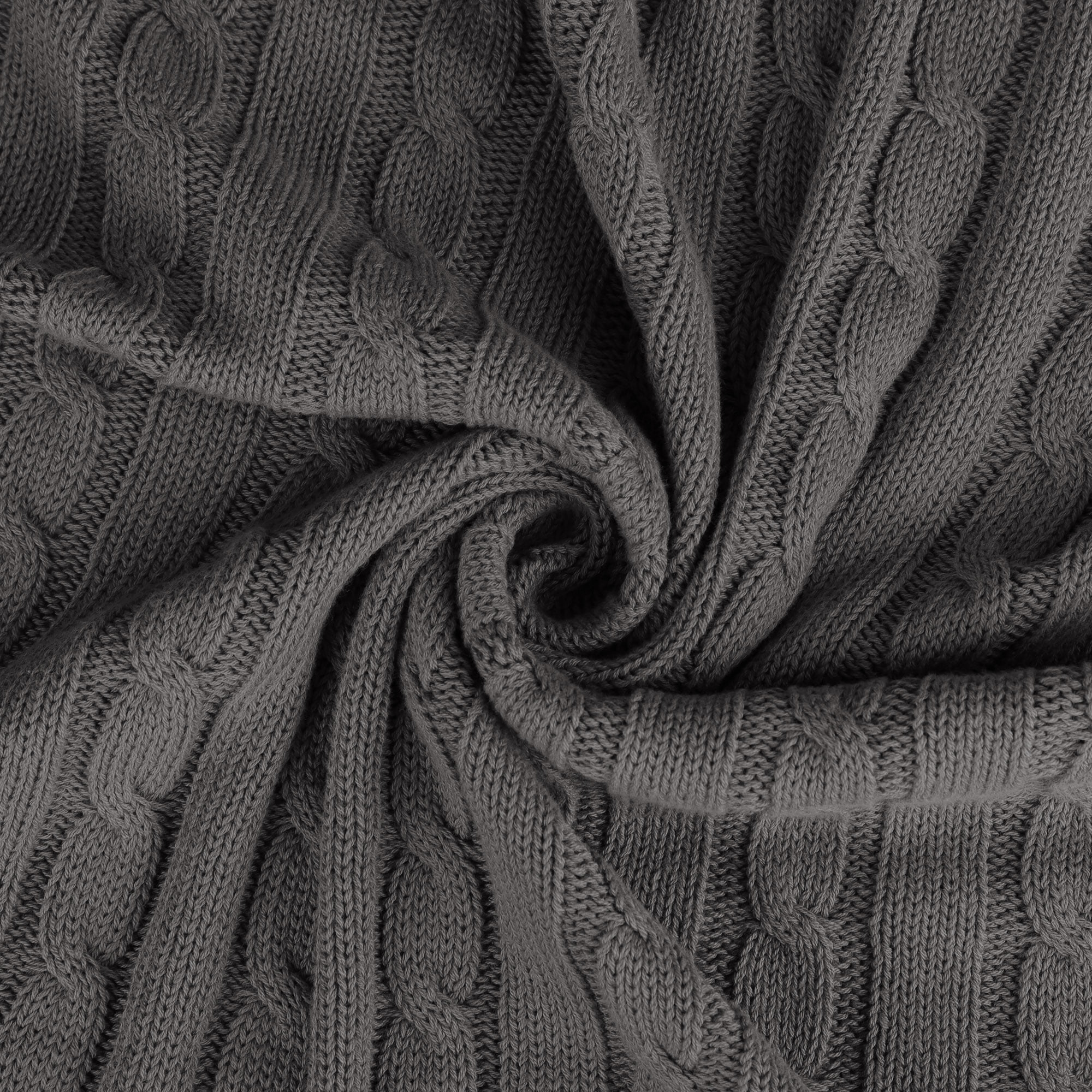 Unique Bargains Cable Knitted Bed Sofa Throw Blanket Dark Grey 47" x 71"