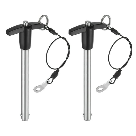 Uxcell 2Pack T Handle Lock Pins, 9.5mm x 90mm Usage Length Stainless Steel Push-Button Quick Release Pin