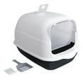 thumbnail image 4 of Caja de arena para gatos con tapa Caja de arena para mascotas Inodoro para gatos completamente cerrado Fácil de limpiar Borde alto Portátil con puerta Negro Fernando Bandeja de arena para gatos, 4 of 8