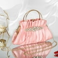thumbnail image 2 of Crystal Rhinestone Evening Bags Women's Pleated Clutch Purses Vintage Leather Handbags, 2 of 7