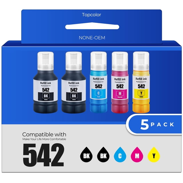 Botellas de recarga de tinta Topcolor 542 para ET-5850 ET-5150 ET-5170