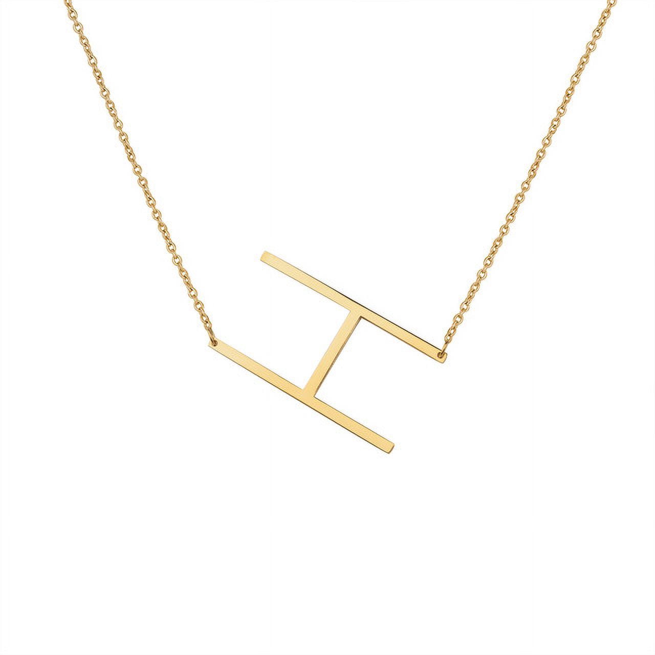 Personalized Initial Letter Necklace with Custom Engraving - Custom Initial Necklace - Oversized Letter Necklace - Sideways Initial Necklace for Women - Gift for Her - Jewelry Gift Set