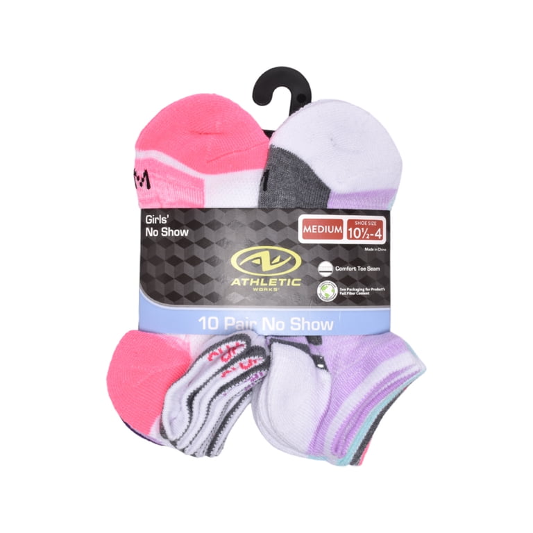 Athletic Works Girls Cushioned No-Show Socks 10-Pack photo 2