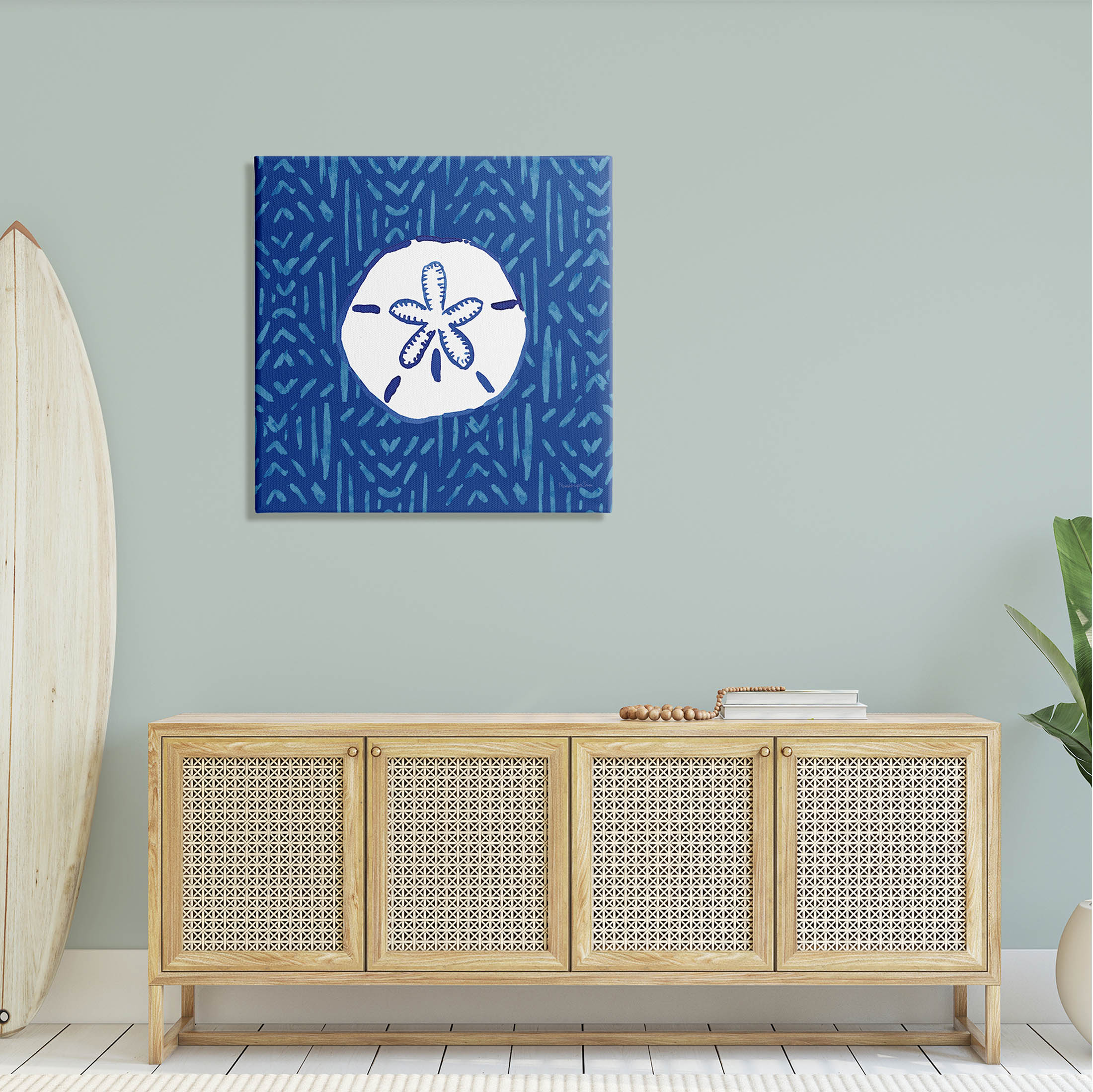 Stupell Industries Sand Dollar Seashell Stripe Pattern Graphic Art Gallery Wrapped Canvas Print Wall Art, Design by Mercedes Lopez Charro