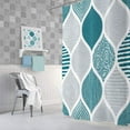thumbnail image 2 of Teal and Grey Bohemian Shower Curtain for Bathroom, Gray White Bohemia Chic Fabric Geometric Pattern Shower Curtains Set, Modern Paisley Restroom Decor Accessories with Hooks 72X72Inches, 2 of 6