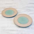 thumbnail image 4 of NOVICA Artisan Handmade Celadon Ceramic Plates in Green from Thailand Pair Blue Tableware Dinnerware [ 0.9in H x 10.25in Diam.] ' Country Meal' Pair, 4 of 6