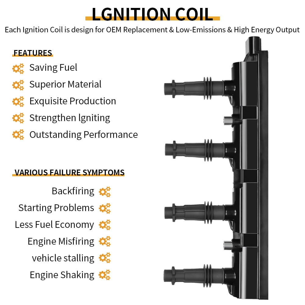 Ignition Coil Pack Compatible with 1.4L Turbo Chevy Cruze Sonic Trax Volt Cadillac ELR Buick Encore 2011 2012 2013 2014 2015 2016 2017 2018 2019 2020, Replace D521C UF669 55577898 55579072 25198623