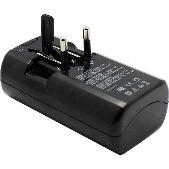 Ultra Compact All-in-One Travel Adapter with USB Port, Black