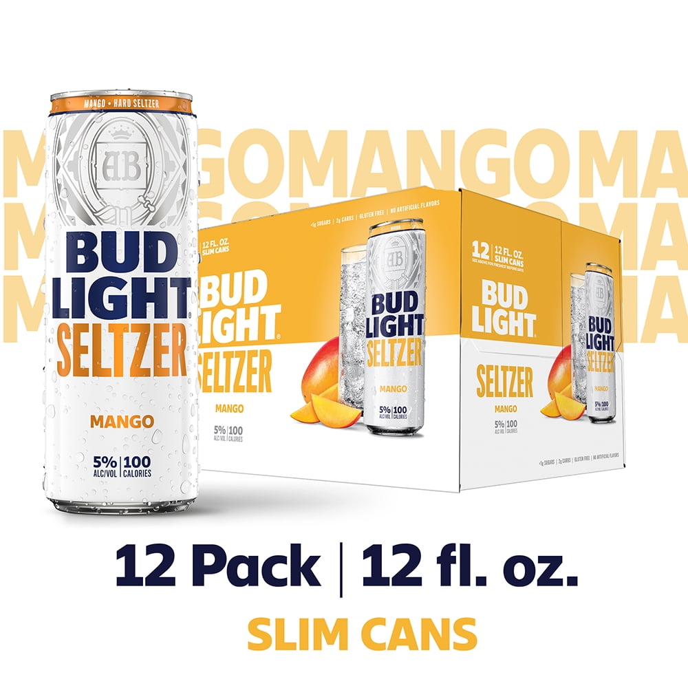 Bud Light Seltzer Mango Gluten Free Hard Seltzer 12 Pack 12 Fl Oz Slim Cans Walmart Com Walmart Com