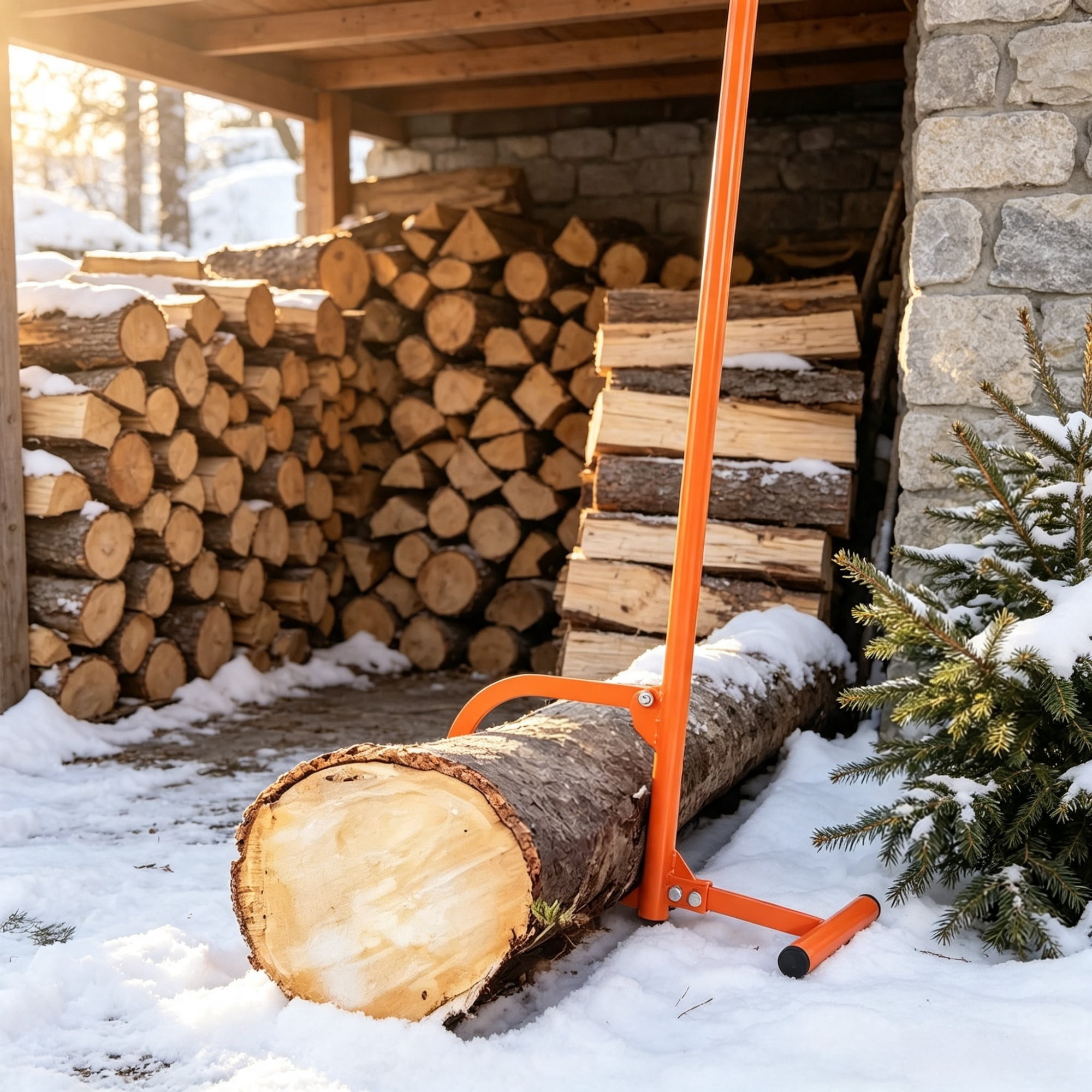 48 Inch Heavy Duty Timber Jack, Metal Handle Log Lifter with Adjustable Cant Hook, for Rolling & Lifting Logs Up to 15" Diameter