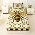 thumbnail image 4 of Castle Fairy Vintage Bee Graphic Twin Sheets 3pcs,Geometric Honeycomb Bedding,Black Cream Golden Yellow,1 Flat Sheet, 1 Fitted Sheet and 1 Pillowcase, 4 of 7