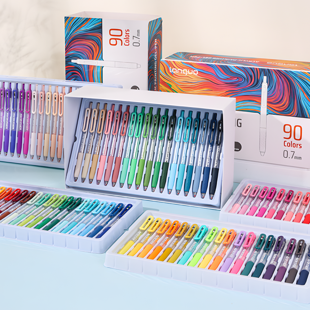 Clip Acrylic Painting Gel Pen, Retractable 0.7mm Tip, Large Capacity Ink Pens, For Diary, Card,DIY, Coloring, Doodling, Stackable Color