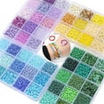 thumbnail image 5 of 15 Color 4mm Small Assorted Glass Seed Beads,3mm Bugle Beads Friendship Bracelet Kit,2mm Tiny Tube Beads for Jewelry Making(Blue Bead), 5 of 12