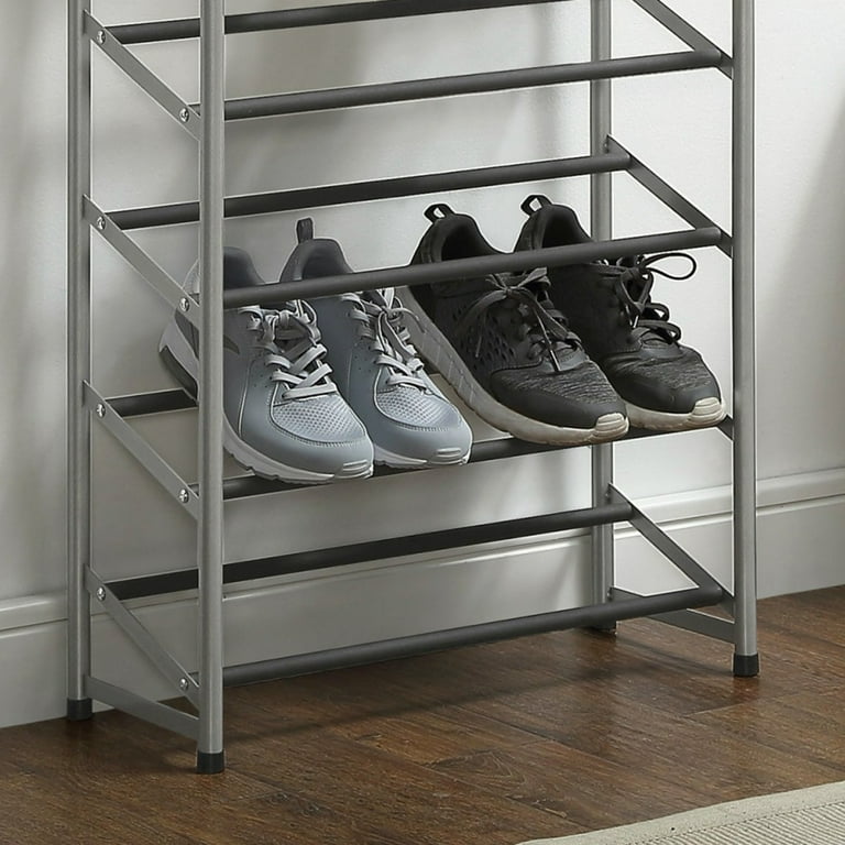 Mainstays 10-Tier Shoe Rack, Powder Coated Black and Silver Finish