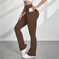 thumbnail image 2 of Arlun Women's Stretch High Waisted Yoga Pants Flare Bootcut Leggings Lightweight Comfort Breathable Trousers with Pockets Solid Color Casual Pants for Sports and Fitness Brown L, 2 of 7