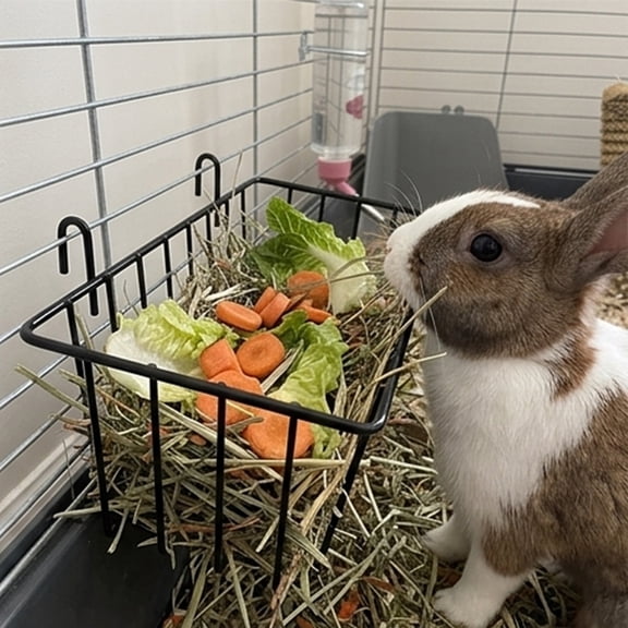 PONPRNGY 1Pc Hay Feeder, Bunny Hay Feeder Rack with Metal Frame for Guinea Pig Chinchilla, Heavy-Duty Hay Holder Feeders fors Guinea Pigs, Small Animal Cage Accessories