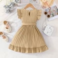 thumbnail image 4 of PEASKJP Girl Dresses Girls Casual Dress Kids Flutter Sleeve Holiday Dress,Size 3-4 Years, 4 of 4
