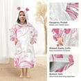 thumbnail image 4 of joogoo Wearable Blanket Hoodie Pink Hearts Swirls for Flannel Sherpa Pocket 3-14 YR L, 4 of 7