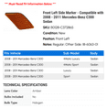 thumbnail image 2 of Front Left Side Marker - Compatible with 2008 - 2011 Mercedes-Benz C300 Sedan 2009 2010, 2 of 2