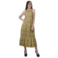 thumbnail image 2 of Moomaya Rayon Printed Halter Neck Dress Womens Front Slit Long Maxi Party Dress, 2 of 4
