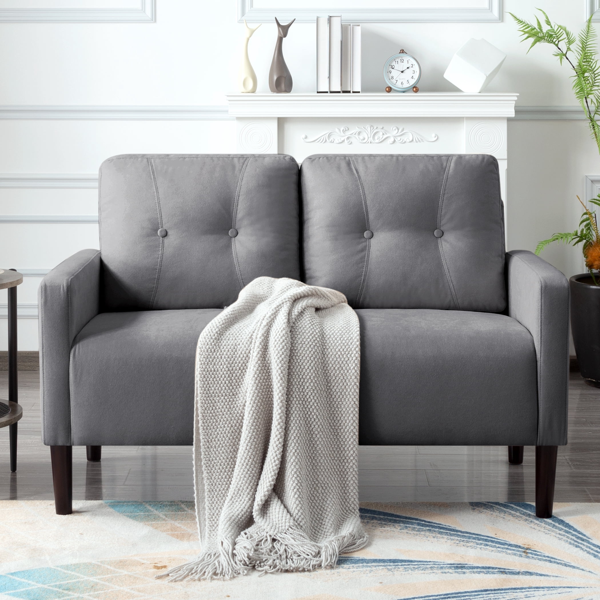 Gewnee Loveseat Couch 51.2 Inch, Modern Small Sofa for Living Room,Apartment, Office, Café – Solid Wood & Iron Frame,Removable Back Cushions,Tapered Wood Legs,6 Colors