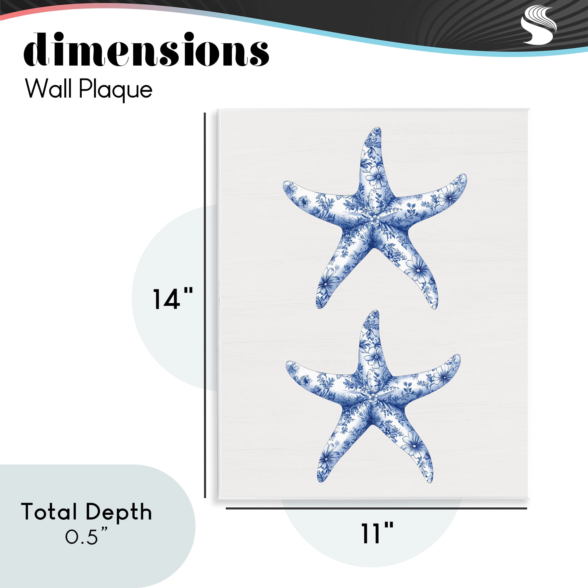 Vintage Toile Starfish Wall Plaque Art, design by Lettered and Lined