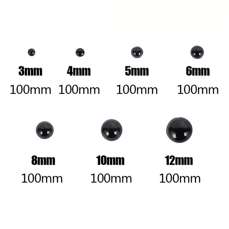 300pcs (3 Size 2mm/3mm/4mm Mixed) Mini Black Glass Eyes on Wire Amber Toy  Teddy Eyes Puppets Dolls Crafts,100pcs (50pairs) per Size