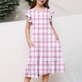 thumbnail image 5 of RXIRUCGD 2025 Vêtements d'Été pour Enfants Filles Robe Imprimée à Fleurs Manches Courtes Poches à Volants Col Rond pour Enfants, 5 of 5