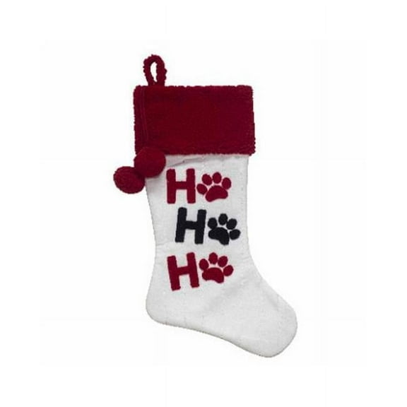 Dyno Seasonal Solutions 116069 20 in. Paw Print Stocking, White & Red - Pack of 12