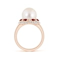 thumbnail image 2 of ANGARA Freshwater Cultured Pearl Floral Ring with Rubies in 14K Rose Gold for Women | June Birthstone, Birthday, Anniversary, Jewelry Gift for Women | Pearl Ring, 2 of 8