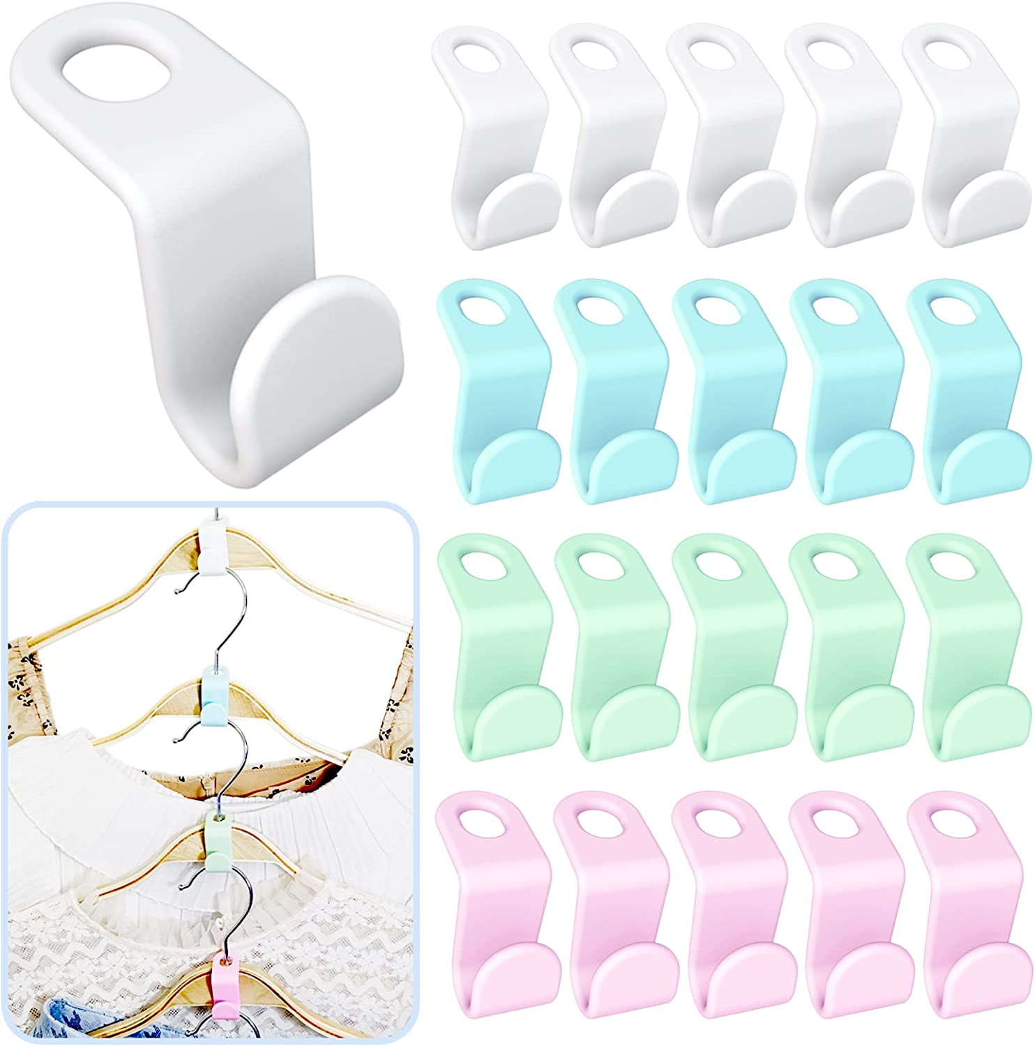 60Pcs Clothes Hanger Connector Hooks,Plastic Hangers Extenders Clips ...