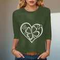 thumbnail image 2 of felwors Womens Tops 3/4 Sleeve T Shirts Plus Size Crewneck Flowers Graphic Basic Tees for Women Fall Fashion Clothes 2025 (Army Green, XXL), 2 of 8